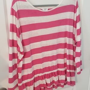 Pink and White Stripe 3/4 Sleeve Top